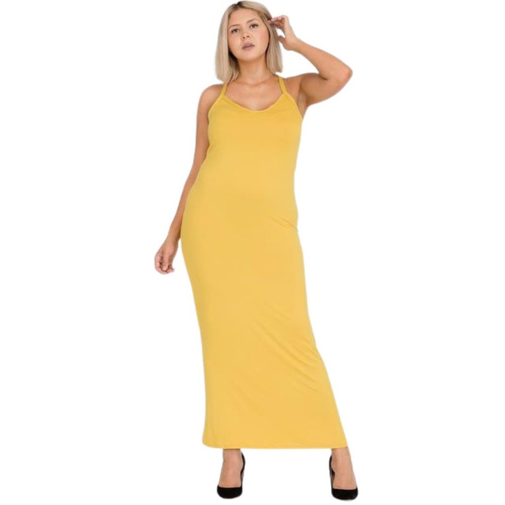 Mustard Yellow Lightweight Racer Back Maxi Dress